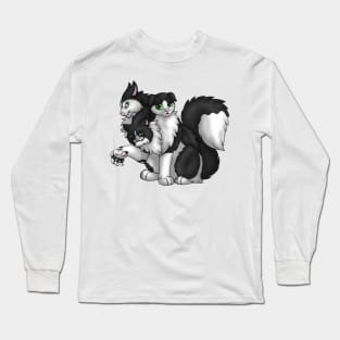 CerPURRus: White Bicolor Long Sleeve T-Shirt